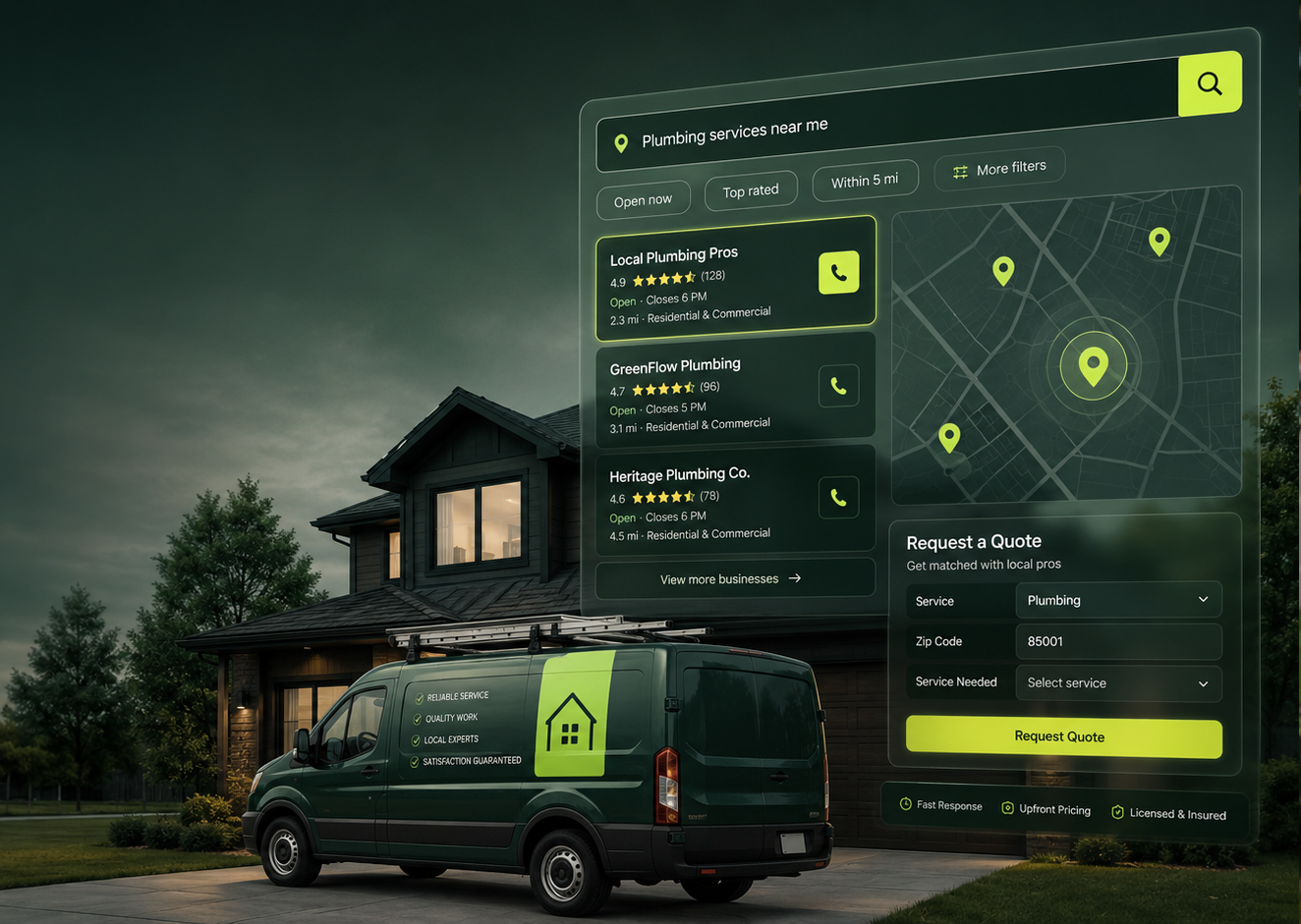 Local SEO dashboard for home service companies