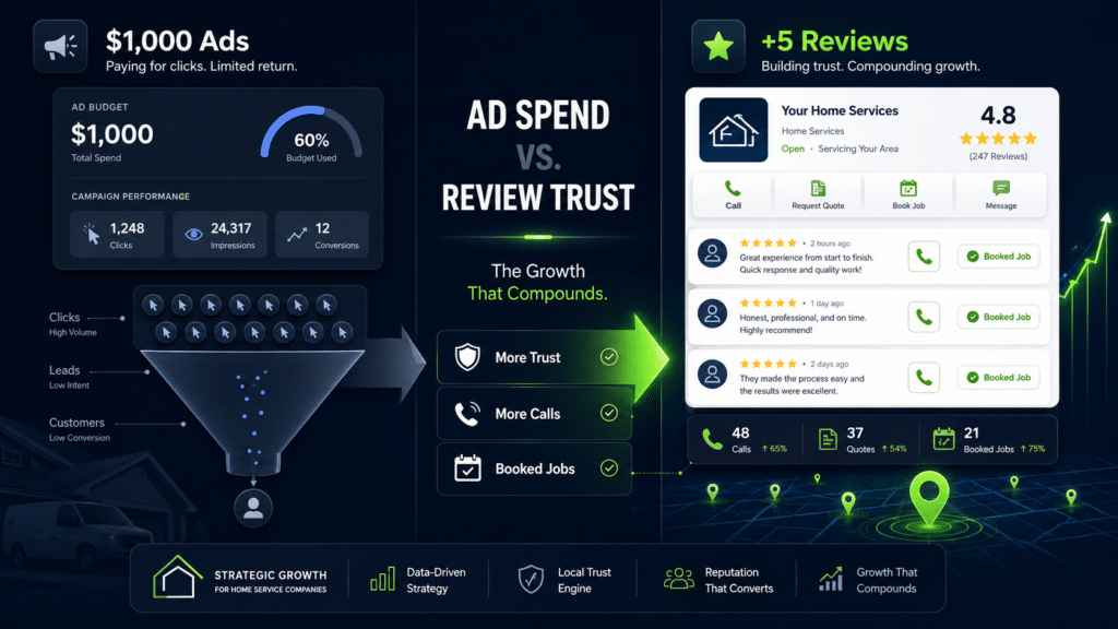More ad spend won’t fix a trust problem. See how Google reviews improve local visibility, conversions, calls, and the ROI of your marketing.